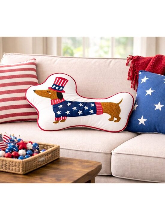 Unbranded Other - New 4th Of July Dachshund Weiner Dog Patriotic Decorative Pillow 12"x18"
